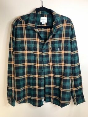 American Eagle Plaid Flannel Green Button Up Shirt XL
